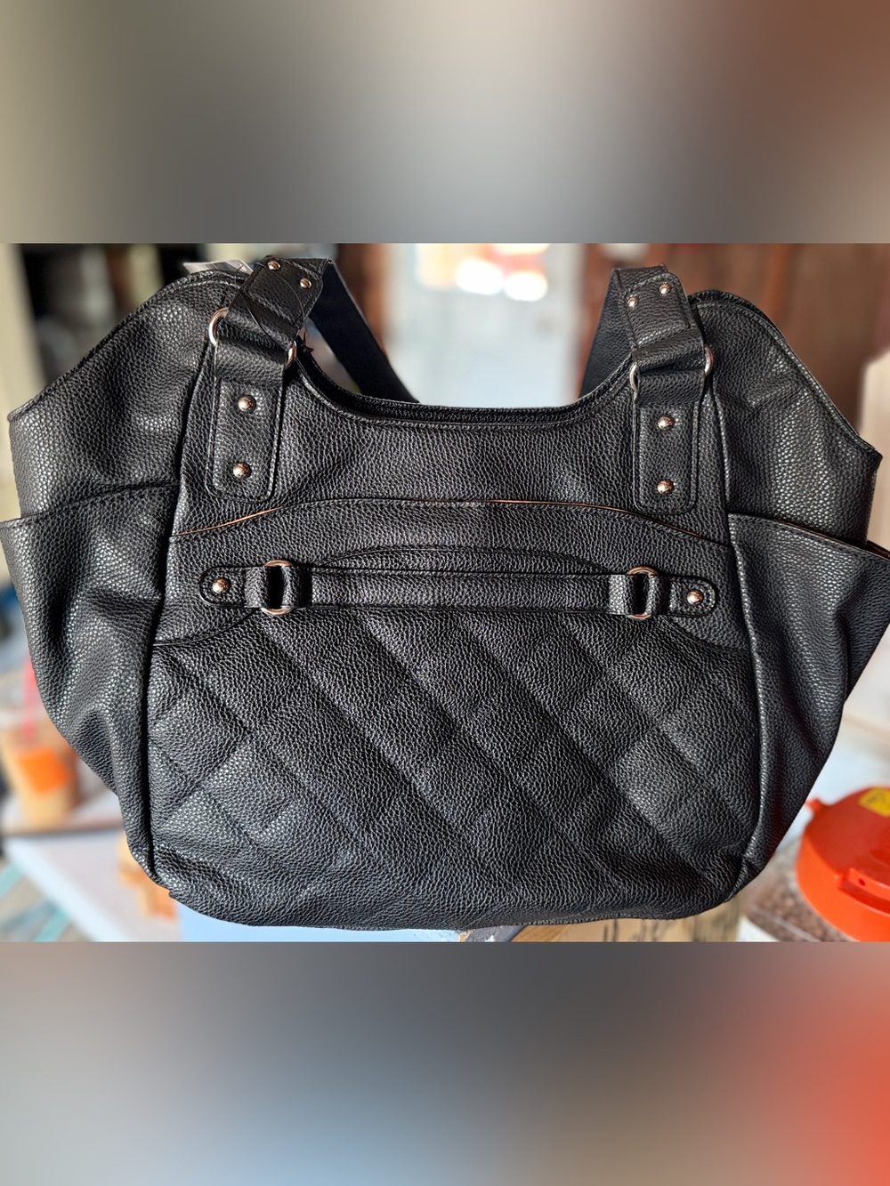 Black Quilted Leather Shoulder Bag - Classic Women's Tote with holster